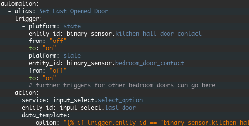 Home Assistant automation for preserving last door opened state